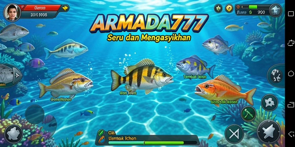 Tampilan gameplay menarik dari ARMADA777 dengan aksi menembak ikan.