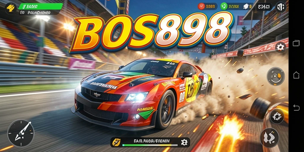 Screenshot menampilkan aksi balap cepat dalam BOS898.