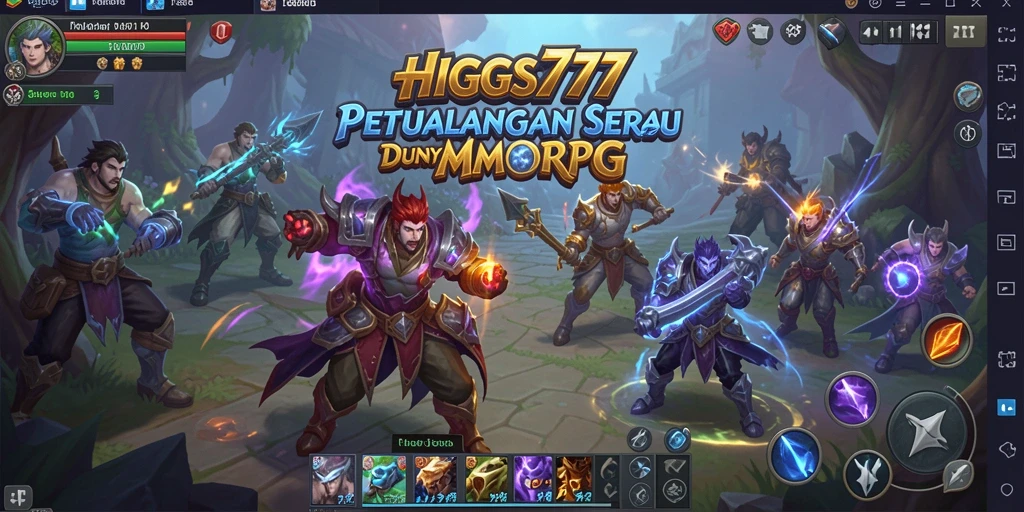 Gambaran gameplay HIGGS777 dengan aksi pertarungan seru dan eksplorasi dunia fantastis.