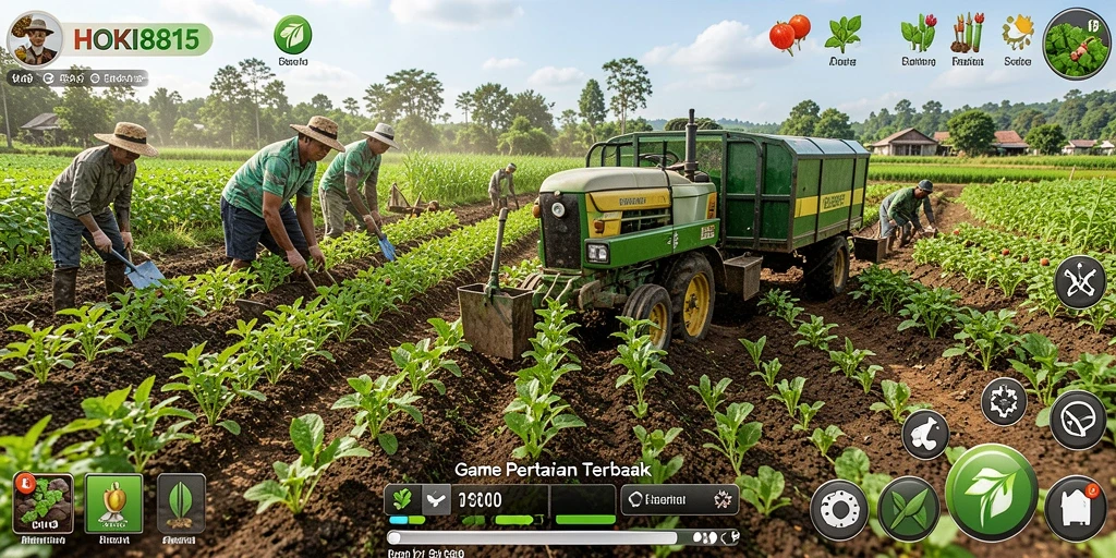 Tangkapan layar dari gameplay HOKI8815 dengan aktivitas pertanian.