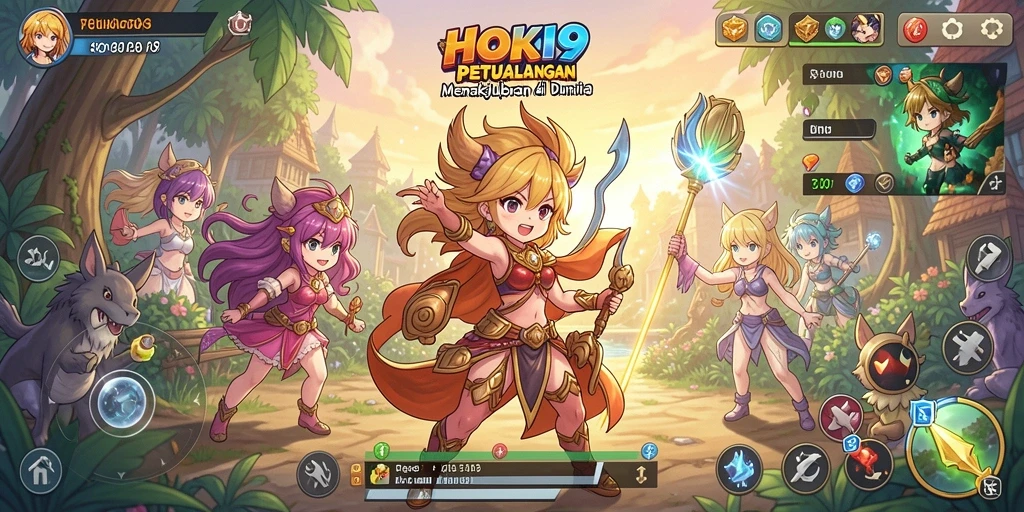 Tampilan gameplay HOKI9 yang penuh aksi dan karakter anime keren.