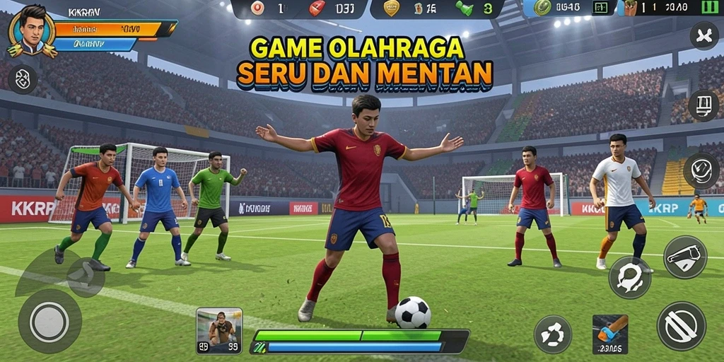 Screenshot menunjukkan aksi seru dalam gameplay olahraga.