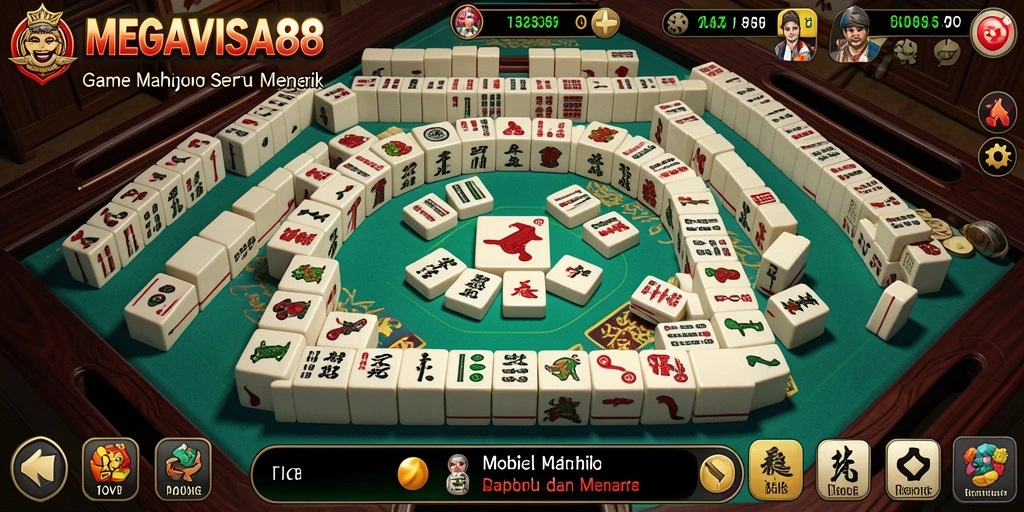 Screenshot gameplay MEGAVISA88, menampilkan desain ubin Mahjong yang menarik.