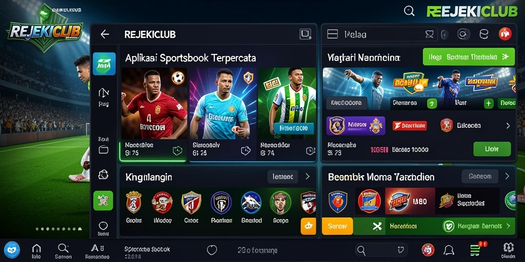 Tampilan antarmuka aplikasi REJEKICLUB dengan berbagai pilihan taruhan.