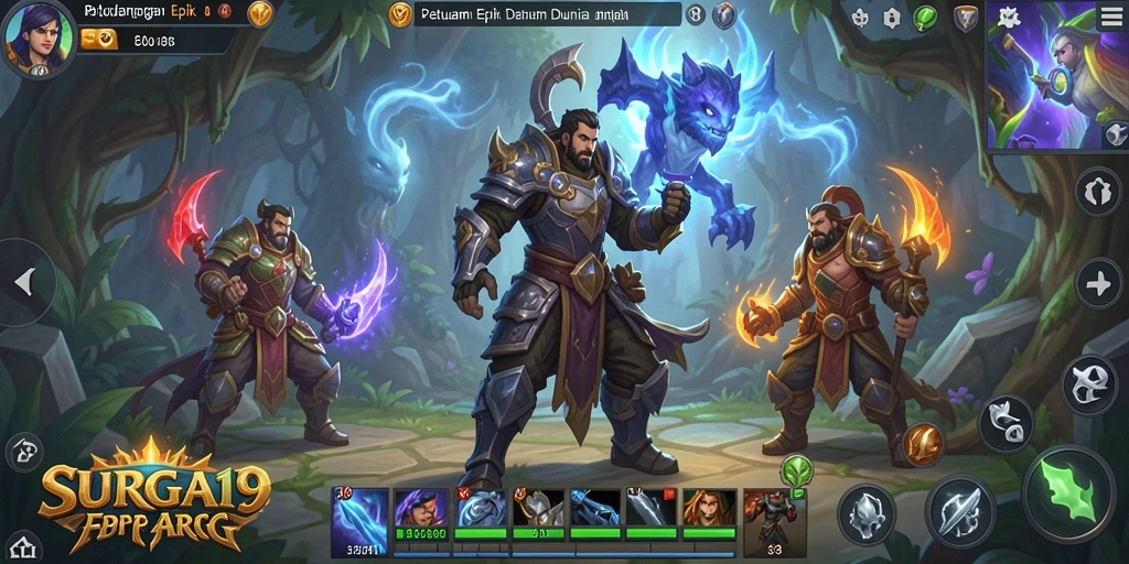Tangkapan layar gameplay epik dari SURGA19 dengan aksi pertempuran ARPG.