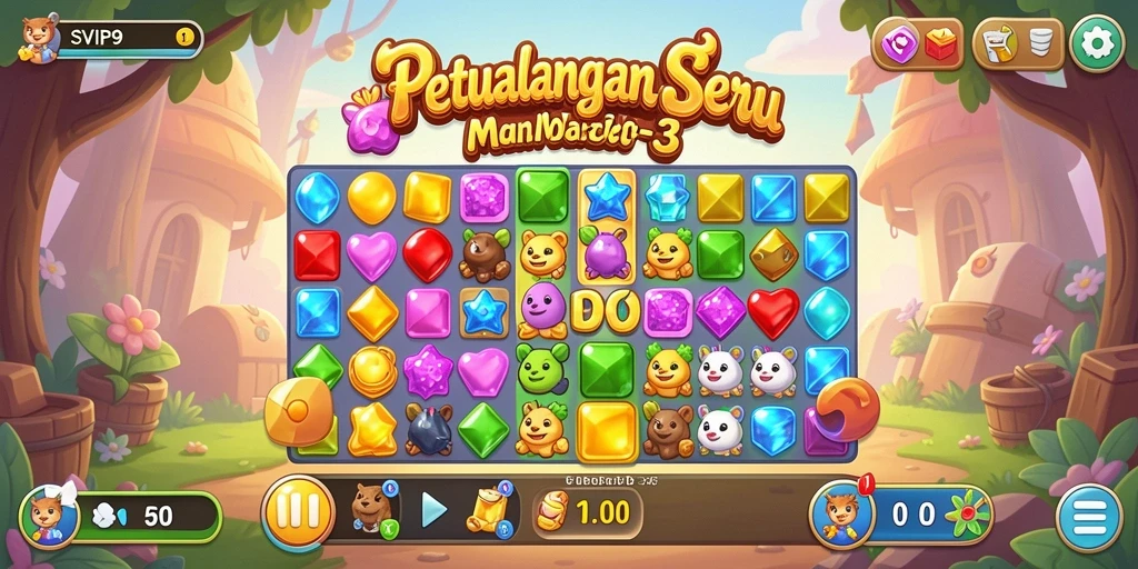 Tampilan menarik dari gameplay Match-3 di SVIP9.