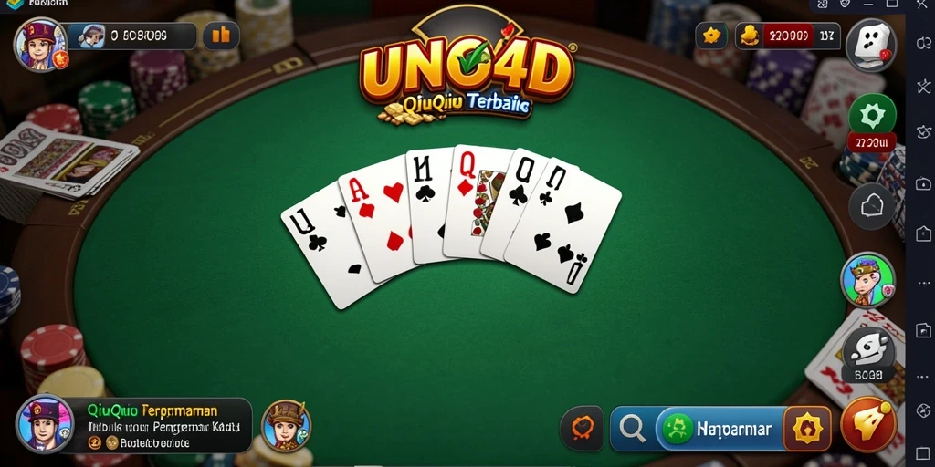 Tampilan gameplay seru dari UNO4D yang menampilkan pertandingan QiuQiu.