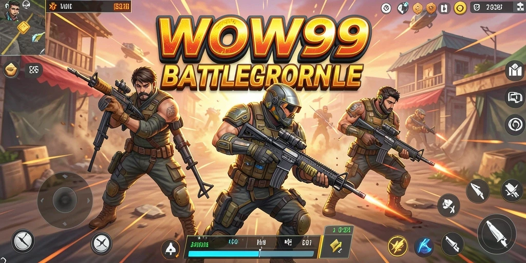 Screenshot WOW99 menampilkan aksi seru dalam pertempuran Battle Royale.
